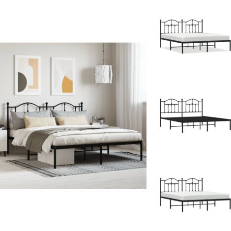 Cadre De Lit Double Noir En Métal 160x200 Cm VidaXL - Moderne, Pour Adulte - Neuf En Boîte