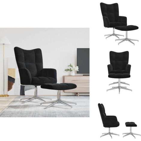 Chaise Relax Avec Repose-pieds VidaXL - Velours Gris Foncé, Pivotante 360°, Cadre Acier, Design Moderne Salon