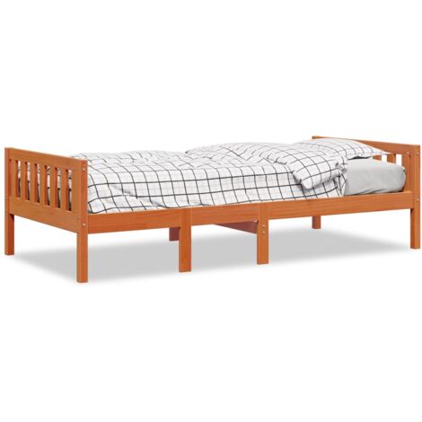 Cadre De Lit Enfant 90x190 Cm - En Pin Massif - Avec Barrières 4 Côtés - Sans Matelas - À Monter
