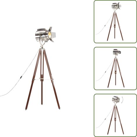 Lampadaire Trépied Industriel Vintage Design - Réglable, Aluminium/chrome, LED, Neuf