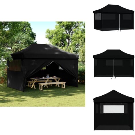 Tente Pliable Noir 4,31x2,91x3,15m VidaXL – Structure Acier, Oxford 600D, Avec 4 Parois