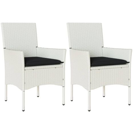 Lot De 2 Chaises De Jardin Poly Rotin VidaXL Avec Coussins - Beige - Résine Tressée Résistante - Cadre Acier