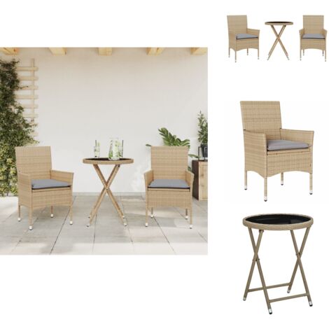 Ensemble bistro jardin style néo-rétro 2 places 3 pièces marron noir