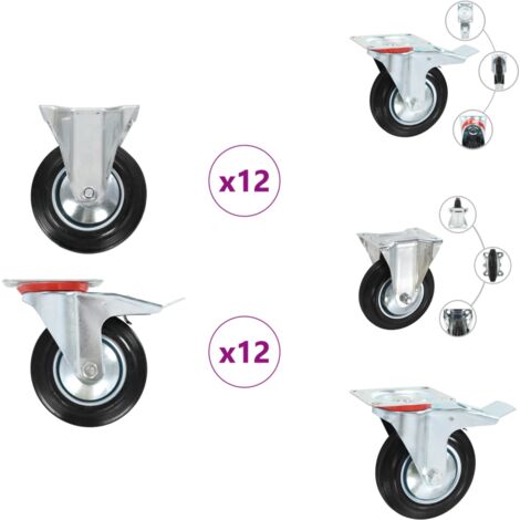 Mxzzand roue Roulettes noires transparentes et silencieuses de 3 pouces, en PU avec roulements