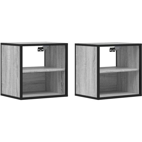 Tables De Chevet 2 Pièces - Design Chêne Sonoma, 2 Tiroirs - Dimensions 39x39x47,5 Cm - En Bois D'ingénierie, à Assembler