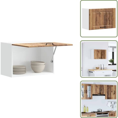 Armoire Murale De Cuisine VidaXL Lucca - Bois Ingénierie Vieilli - 60x31x40 Cm - Portes Vitrées - Rangement Supplémentaire Sans Prendre De Place Au Sol