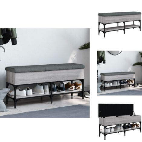 Banc à Chaussures Avec Coussin Et Rangement – Blanc 101x40x46 Cm, 2 Tiroirs, Séparateur Réglable | Pour Entrée, Salon, Couloir