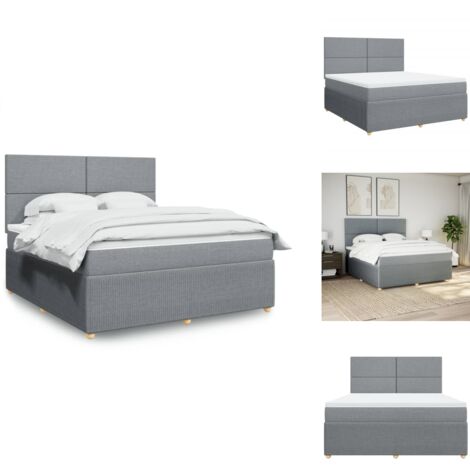 Sommier à lattes de lit avec matelas Gris clair 180x200cm Tissu - Sommier À Lattes De Lit - Sommiers À Lattes De Lit - Lit - Meuble De Chambre À Coucher (1/5)