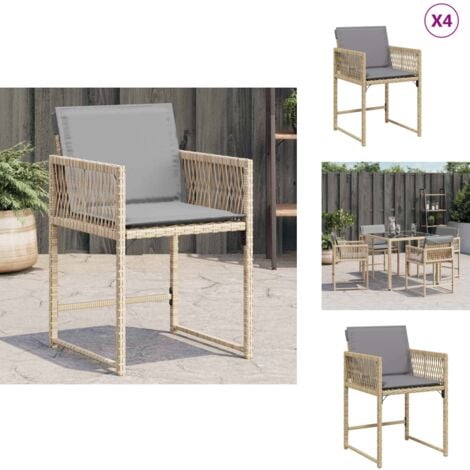 Chaises De Jardin Lot De 4 Avec Coussins Résine Tressée Noir,60x58x108 Cm Pour Terrasse