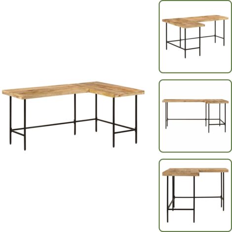 Bureau Droit - Bureau D'ordinateur - Bureau D'étude 100x50x75 Cm Bois De Manguier Brut Massif