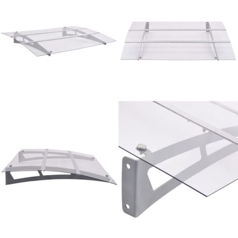 Auvent De Porte Extérieur 120x90 Cm - Panneaux Polycarbonate 3 Mm, Structure Acier/aluminium