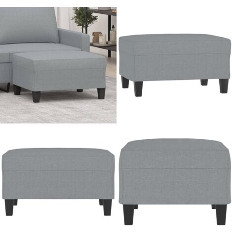 Repose-Pied Pouf VidaXL Gris Clair 70x55x41 Cm - Tabouret Canapé Chambre Salon Confortable