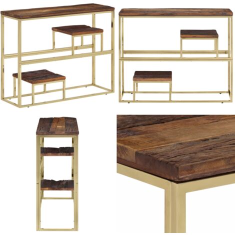 SWEET Table café - Table console doré acier inoxydable et bois massif