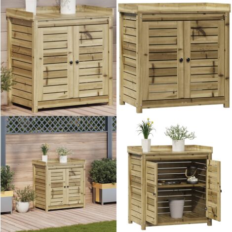 Table De Rempotage En Bois De Pin Imprégné Avec Étagères - Établi Jardinage Extérieur Robuste Brun Naturel 82.5x50x109.5 Cm