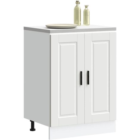 Armoire D'angle De Cuisine Porto Blanc - Bois D'ingénierie, Dimensions 75.5x75.5x81.5 Cm, Pieds Réglables, Sans Plan De Travail