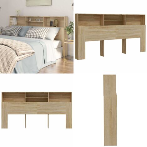 Armoire De Tête De Lit Noir 200x19x103,5 Cm - Tête De Lit - Meuble De Chambre Rangement Mural Design Moderne Bois Dingenierie 83590143