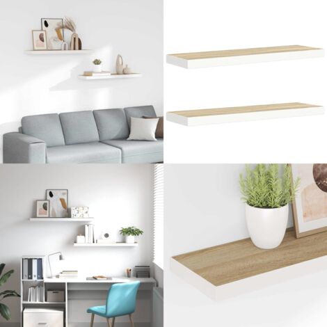 Étagère Murale Flottante Design - Chêne Blanchi 25cm - MDF Pour Déco Salon/chambre