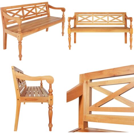 Banc Batavia 123 cm Bois d'acajou massif Marron foncé - Banc Bois