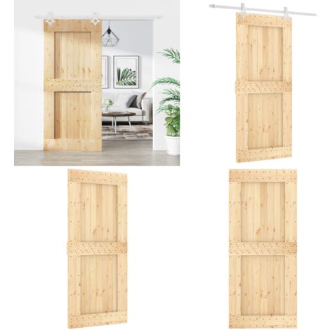 Porte coulissante et kit de quincaillerie 90x210 cm pin massif | Leroy Merlin