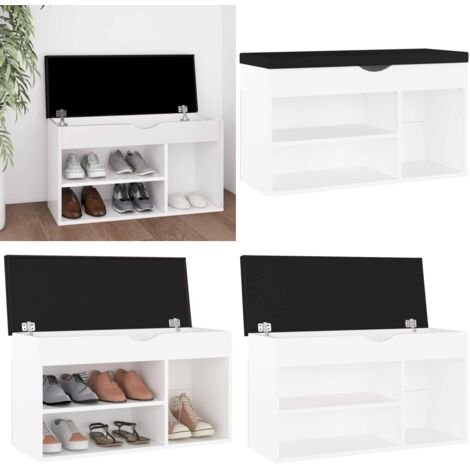 Banc à Chaussures Avec Coussin Et Rangement – Blanc 101x40x46 Cm, 2 Tiroirs, Séparateur Réglable | Pour Entrée, Salon, Couloir - 2