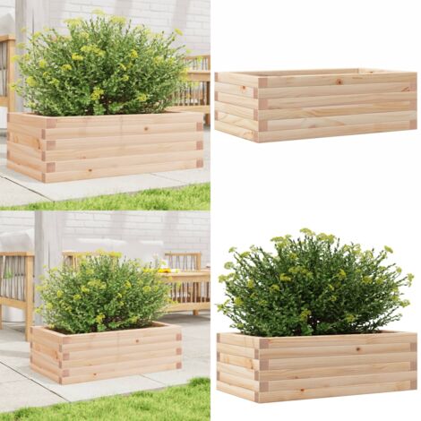 Lit Surélevé Jardinier Extérieur Noir 31x31x70cm - Bois Pin Massif Résistant Intempéries