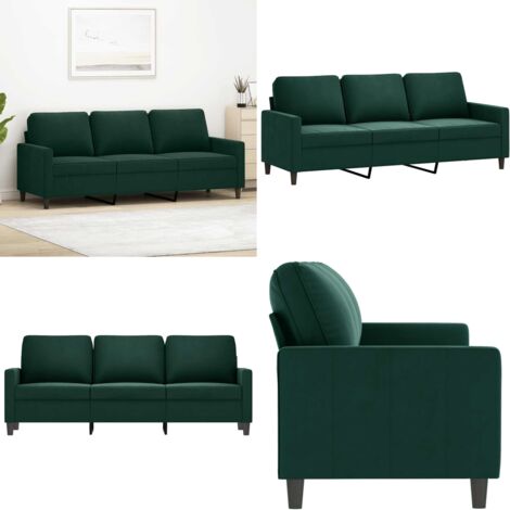 Canapé à 3 places vert foncé velours