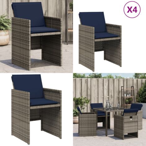 2 Chaises De Jardin En Rotin Synthétique Noir - Avec Coussins - 54x62,5x89 Cm - Confortables Et Résistantes
