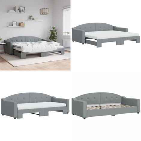 The Living Store Lit de jour avec gigogne et matelas gris foncé 90x200 cm tissu - Lit Convertible - Canapé Lit - Lit Gigogne - Meuble Multifonction - Literie