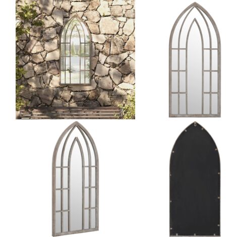 Miroir De Jardin En Fer – Noir, 100x45 Cm, Résistant Aux Intempéries, Déco Extérieur