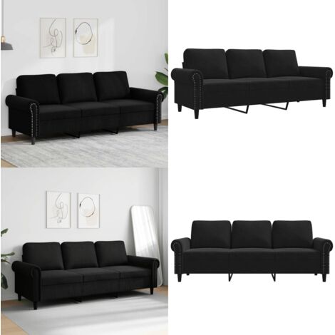 Canapé à 3 places Noir 180 cm Tissu - DIO7380739721456 - Maison