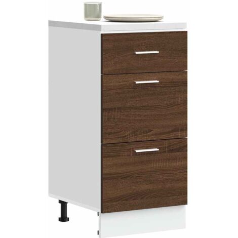 Armoire De Plancher Avec Tiroir - Chêne Fumé, 40x46x81.5cm, Bois Ingénierie - Rangement Cuisine Ou Salle De Bain