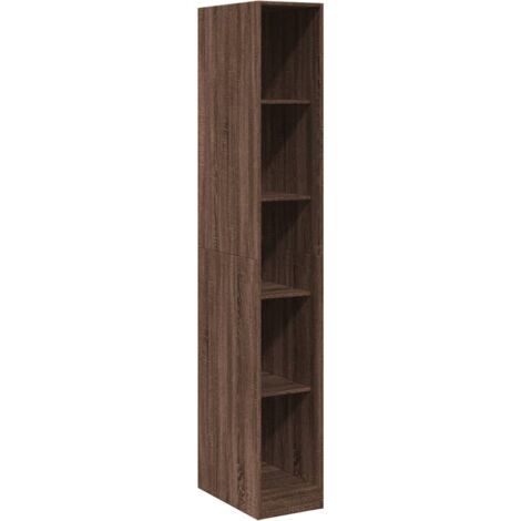 Garde-robe Chêne Fumé 30x50x200 Cm - 3 étagères + Barre, Bois Ingénierie, Montage Facile Pour Chambre/bureau