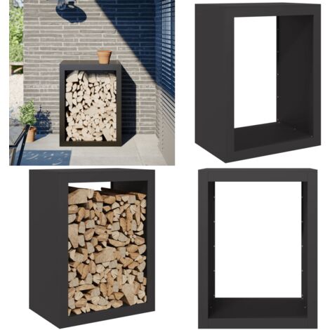 Porte-bûches En Acier Noir - 100x40x60 Cm - Pour Rangement Bois De Chauffage Cheminée - VidaXL