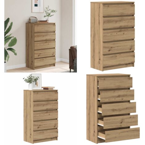 Commode Noir 60x36x103 Cm En Bois D'ingénierie - Neuve