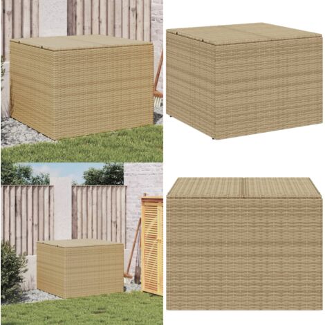 Boîte De Rangement De Jardin En Résine Tressée 190L - 100x50x50 Cm - Mélange Beige - Avec Sac Intérieur étanche - Résiste Aux UV