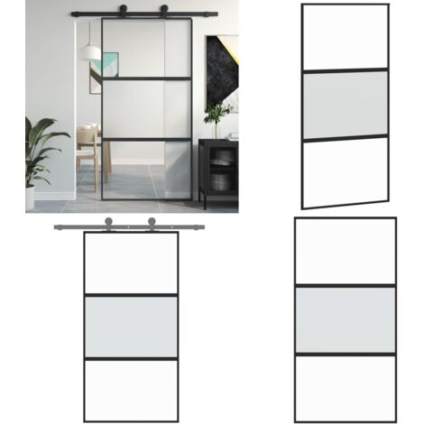Porte Coulissante Noir 102 5x205 Cm Verre Tremp Aluminium Portes porte-coulissante-noir-102-5x205-cm-verre-tremp-aluminium-portes