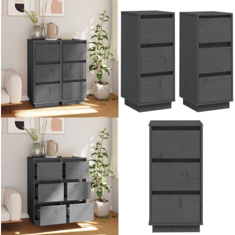TIP - Buffets | bahuts - Buffet Gris 65,5x40x75 cm Bois massif de pin