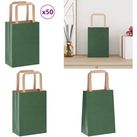 vidaxl-sacs-en-papier-kraft-50-pcs-avec-poign-es-vert-15x8x21-cm