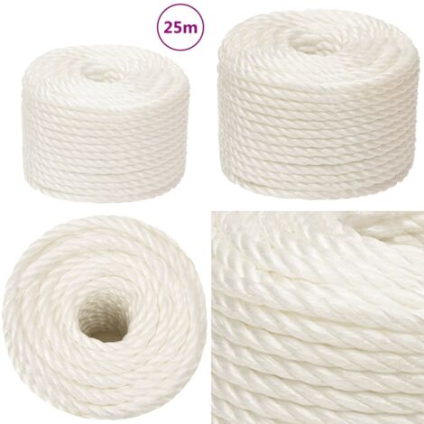 Corde De Travail Polypropylène – 20 Mm X 25 M, Noire, Résistante UV, Flottante, Charge Rupture 2400 Kg