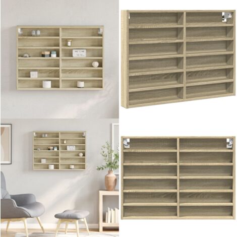 Armoire à vitrine chêne sonoma 80x8,5x58 cm bois d'ingénierie - Meuble ...