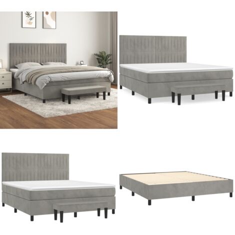 Lit Boxspring Rockstar LE 180x200 Cm Welcon Matelas Et Box Gris Clair
