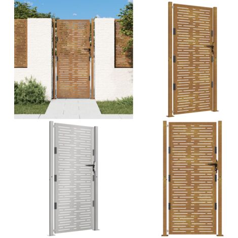 Portail de jardin 105x180 cm acier corten conception de carré - Portail De Jardin - Portillon - Clôture - Porte De Sécurité - Acier Corten - Home & Living (1/5)