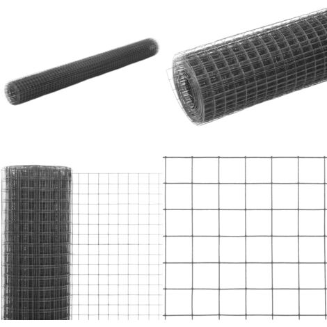 Grillage Hexagonal En Acier Revêtu PVC Gris - 25m X 1,2m - Clôture De Jardin, Poulailler - Marque VidaXL
