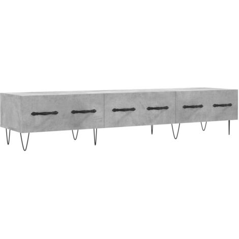 Meuble TV Gris Béton 150x36x30 Cm – Bois D'ingénierie – Neuf Sous Emballage