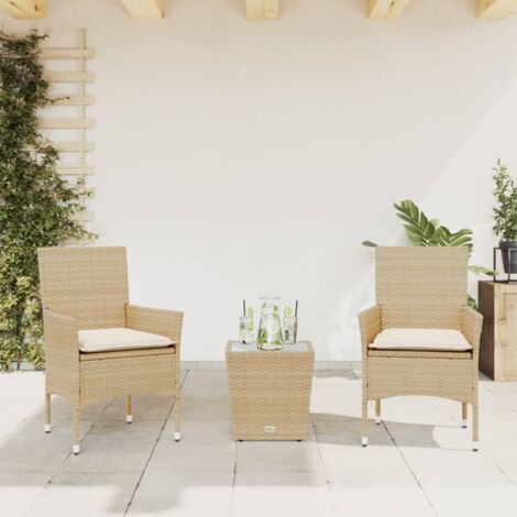 Salon de Jardin Ensemble Table Et Chaise en Rotin De 5, Table Basse