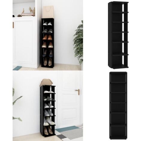 Armoire à Chaussures Range Chaussures Rangement Meuble Entrée Couloir Salon 52 X 25 X 80 Cm Bois D'ingénierie/rotin Noir | Leroy Merlin