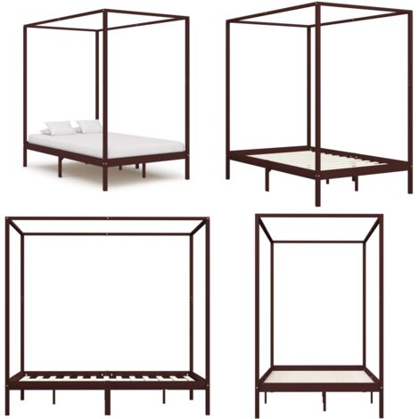 Lit à Baldaquin Double Batoni En Métal Noir - 180 X 200 Cm - Structure Stable Avec Sommier Intégré - Design Moderne Et Gain De Place - 10