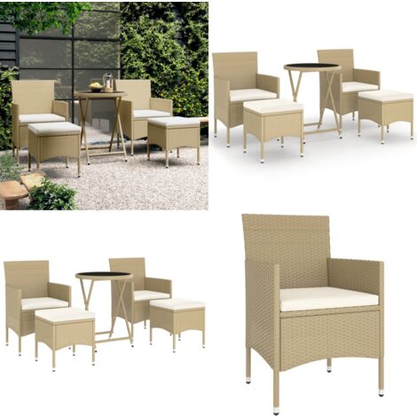 Ensemble De Bistro 3 Pcs | Salon De Jardin Beige Polypropylène Et Bois Massif Cfw31259 92259078