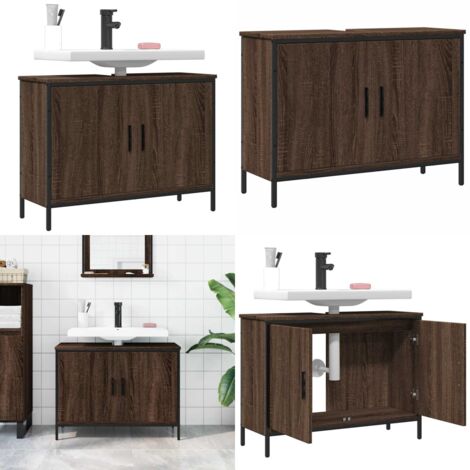 Meuble-lavabo De Voyage Vintage Femme Marron - Miroir Intégré Et Poches - Sans Clé