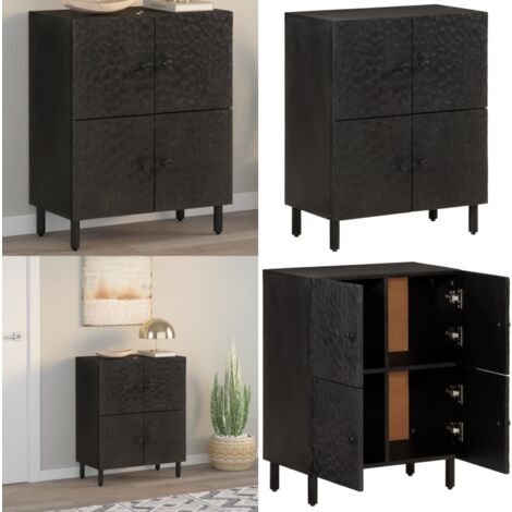 Buffet En Bois De Manguier Massif – 110x35x65 Cm – 1 Porte + 1 étagère – Style Rustique – À Assembler – Fixation Murale Incluse - 5